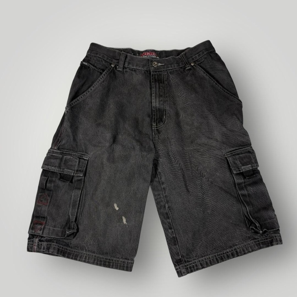 Webs Cargo Shorts Mens 34 Gray Denim Relaxed Fit Distressed‎ Workwear Y2K Baggy
